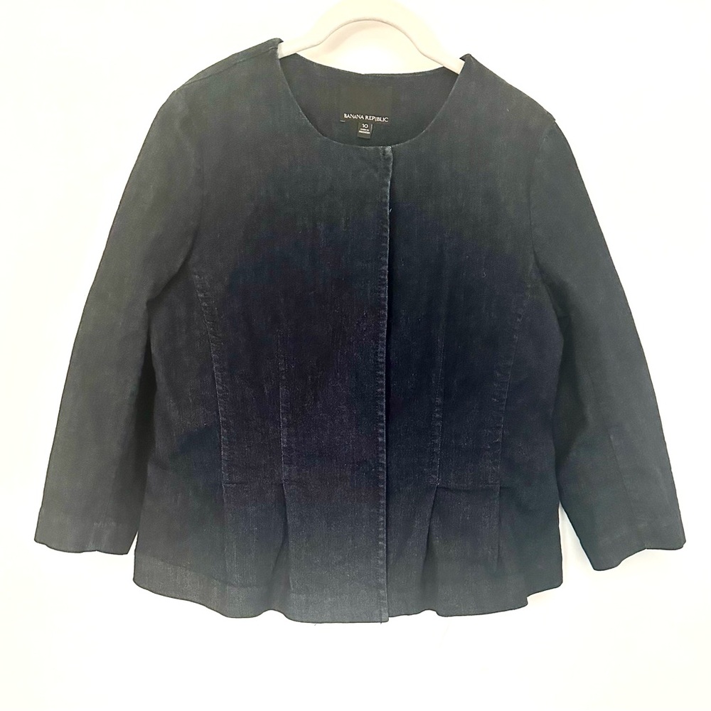 Banana Republic Women's Dark Blue Jean Jacket with 3/4 sleeves
